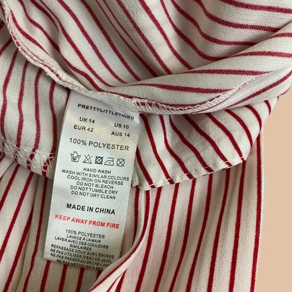 Pretty Little Thing - Red & White - Striped Bow Front Jumpsuit - NWT - Picture 5 of 7